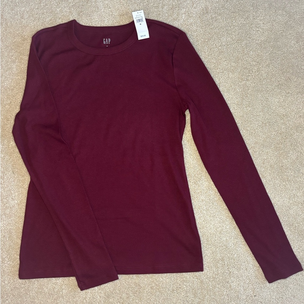 GAP Women's Burgundy Long Sleeve Tee
